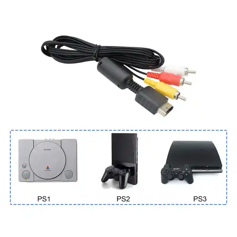 Cable De Alimentación + Av Para Playstation 1, 2 Y 3