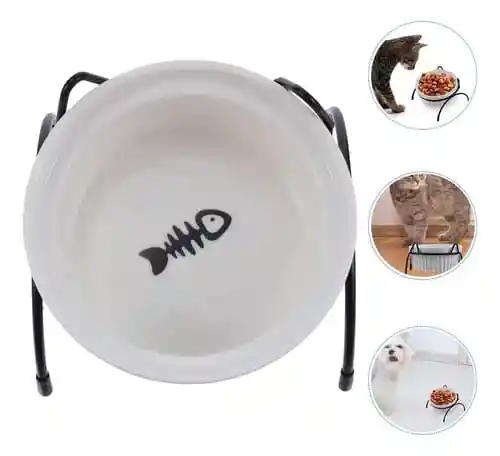 Comedero Ceramica Base Metalica	