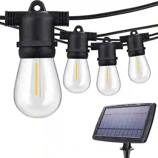 Guirnalda Luces Solar 7,5mt Exterior + 10 Ampolletas