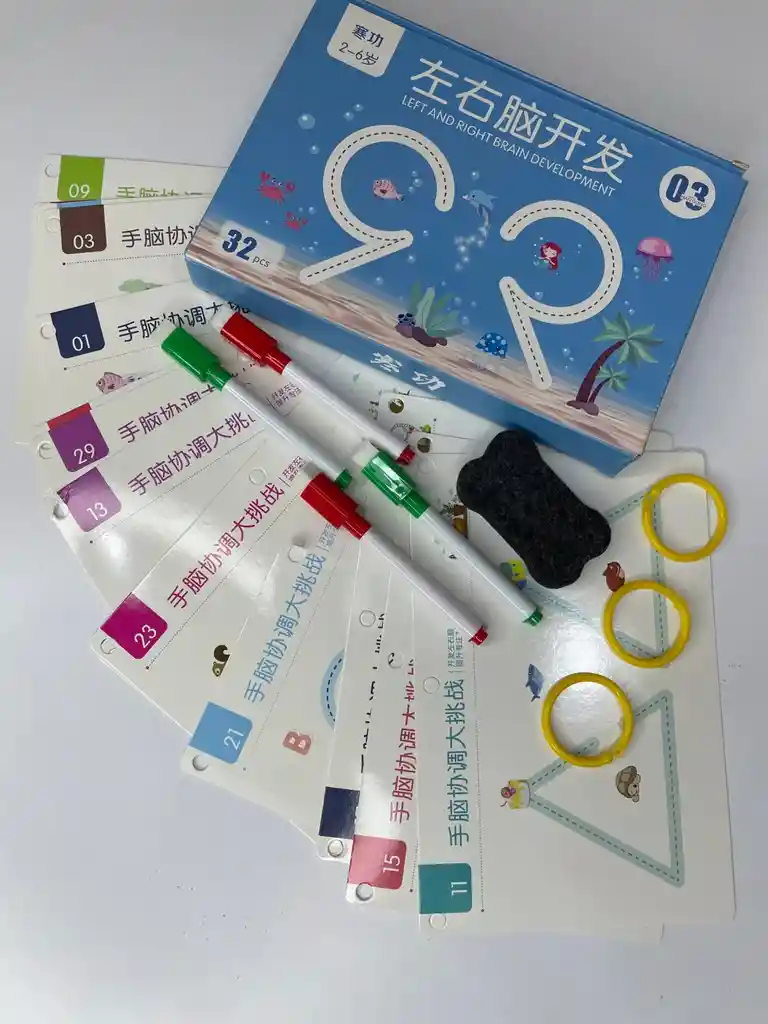 Libro Aprendizaje Niños 32 Piezas De Trazos Tomo 3