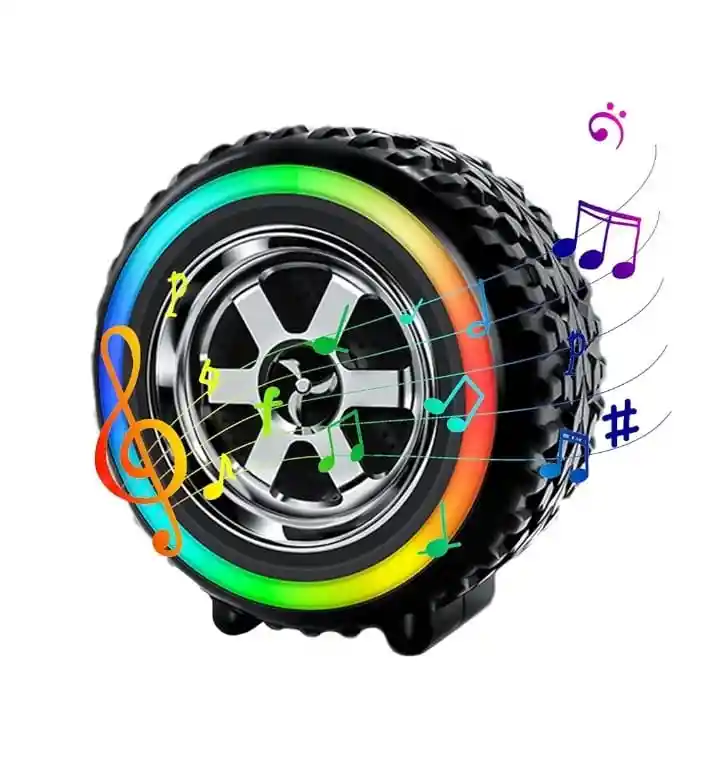 Parlante Bluetooth Forma De Llanta G2389 Con Luces Rgb