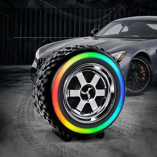Parlante Bluetooth Forma De Llanta G2389 Con Luces Rgb