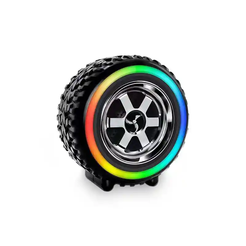 Parlante Bluetooth Forma De Llanta G2389 Con Luces Rgb