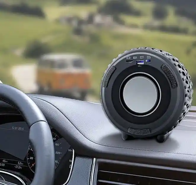 Parlante Bluetooth Forma De Llanta G2389 Con Luces Rgb