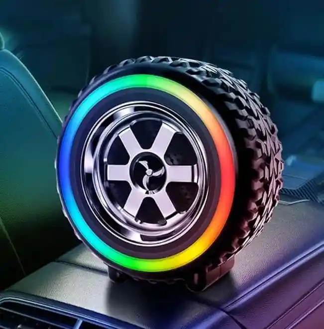 Parlante Bluetooth Forma De Llanta G2389 Con Luces Rgb