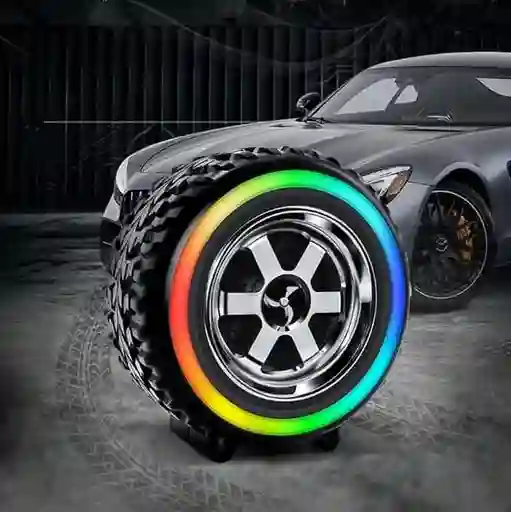 Parlante Bluetooth Forma De Llanta G2389 Con Luces Rgb