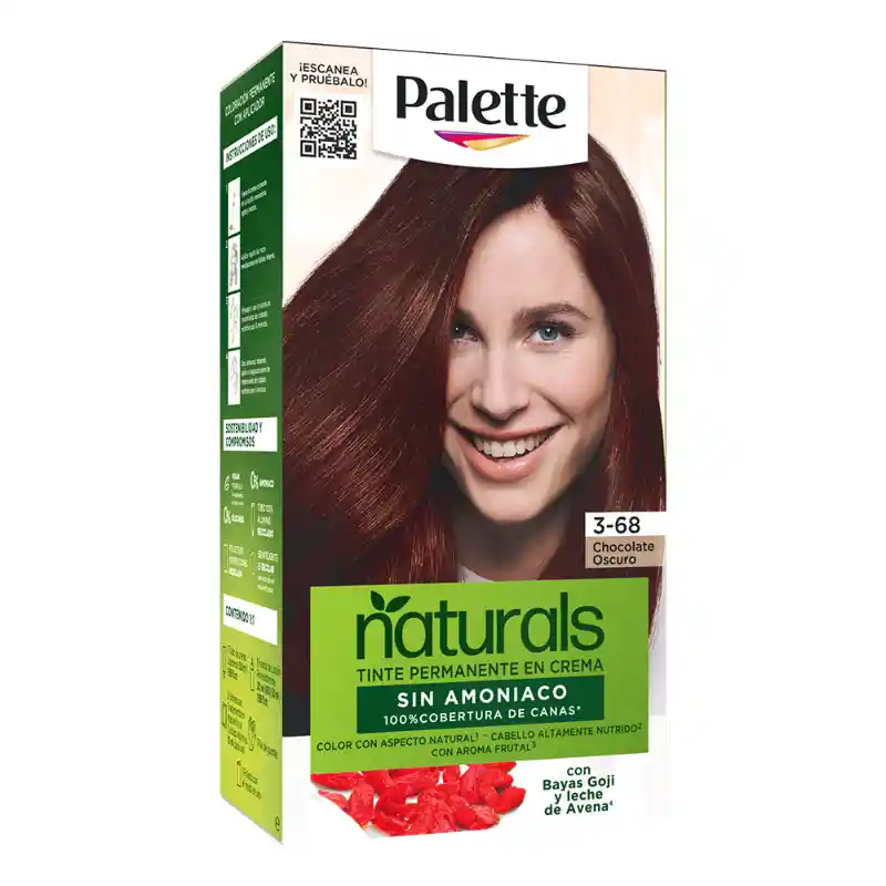 Tinte Palette Naturals 3-68 Chocolate Oscuro Sin Amoniaco