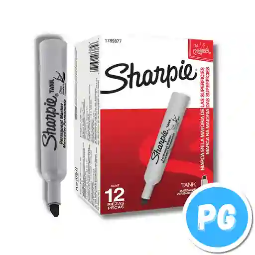 Caja De Marcador Sharpie Tank Permanente X12 Unds Negro