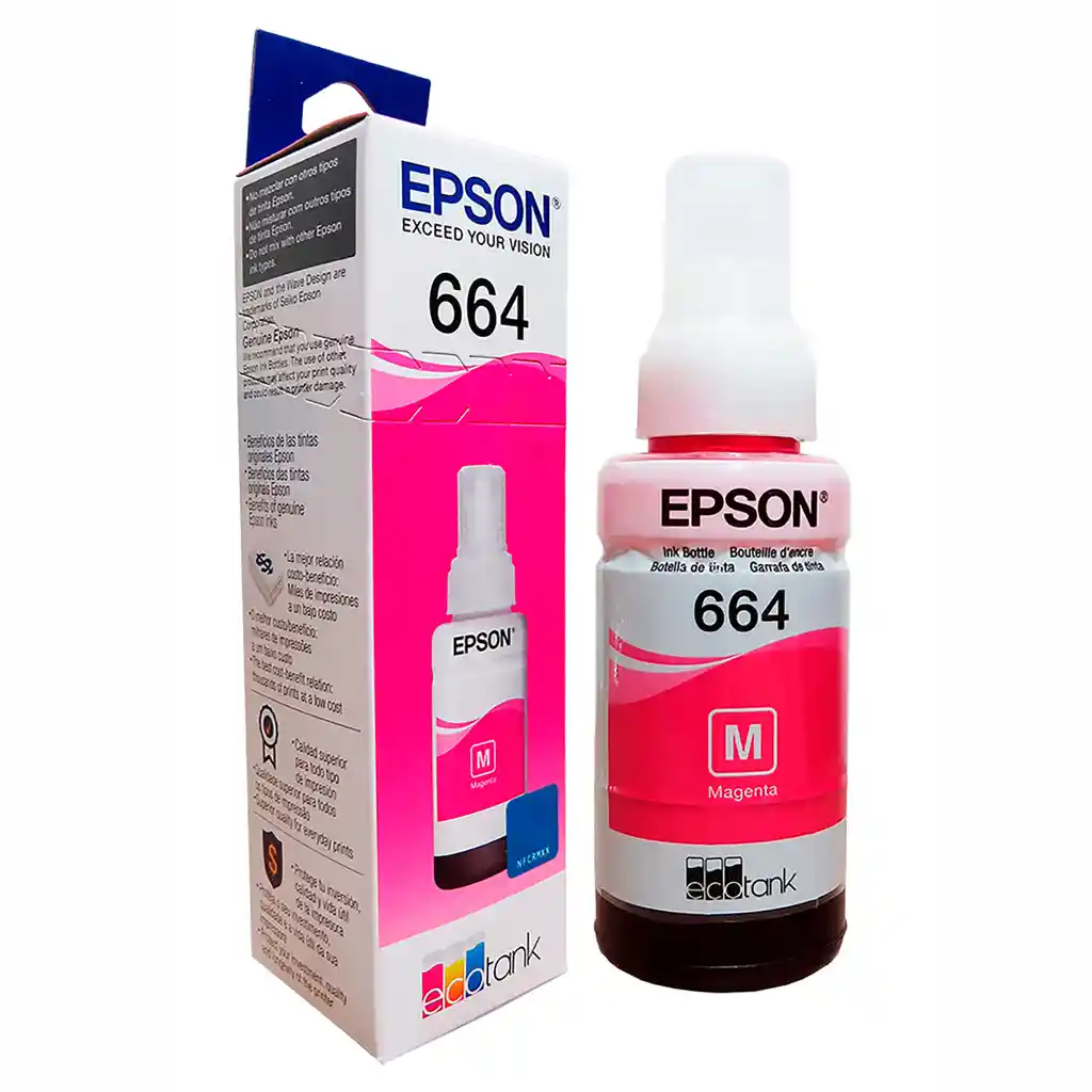 Tinta Epson T664 Magenta Para Impresoras Ecotank L110 L200 L300 L380 L395 L455 L495