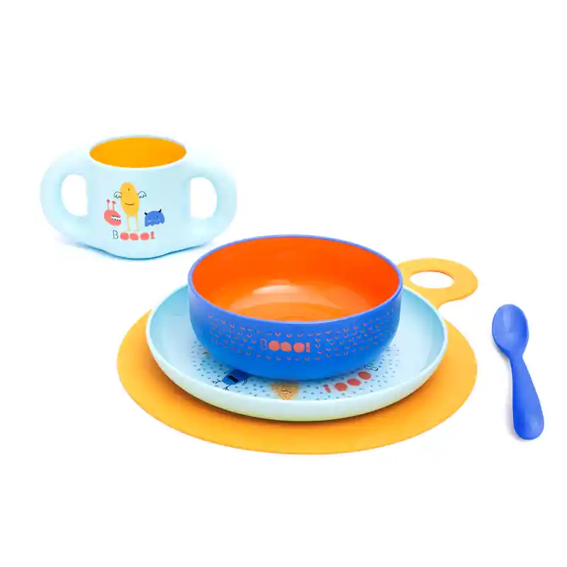 Vajilla De Aprendizaje Azul + 6m