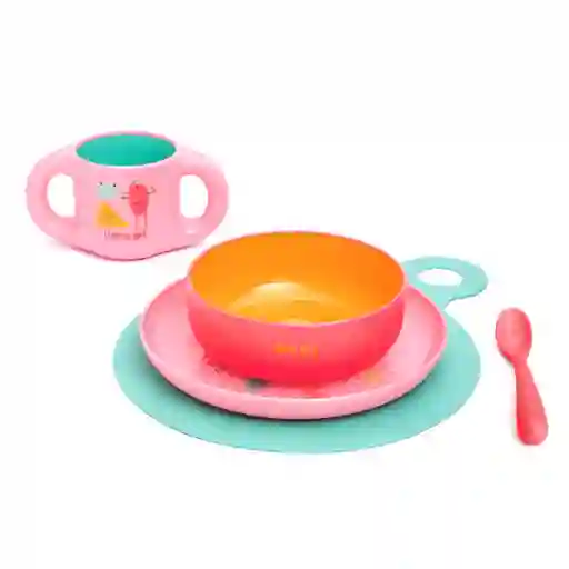 Vajilla De Aprendizaje Rosa + 6m