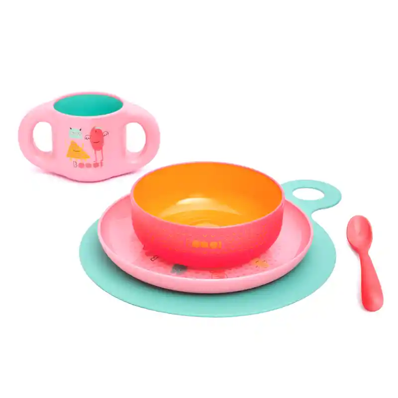 Vajilla De Aprendizaje Rosa + 6m
