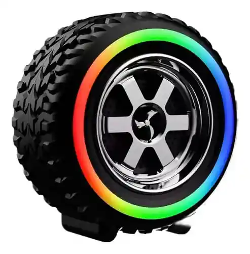 Parlante Bluetooth Forma De Llanta G2389 Con Luces Rgb