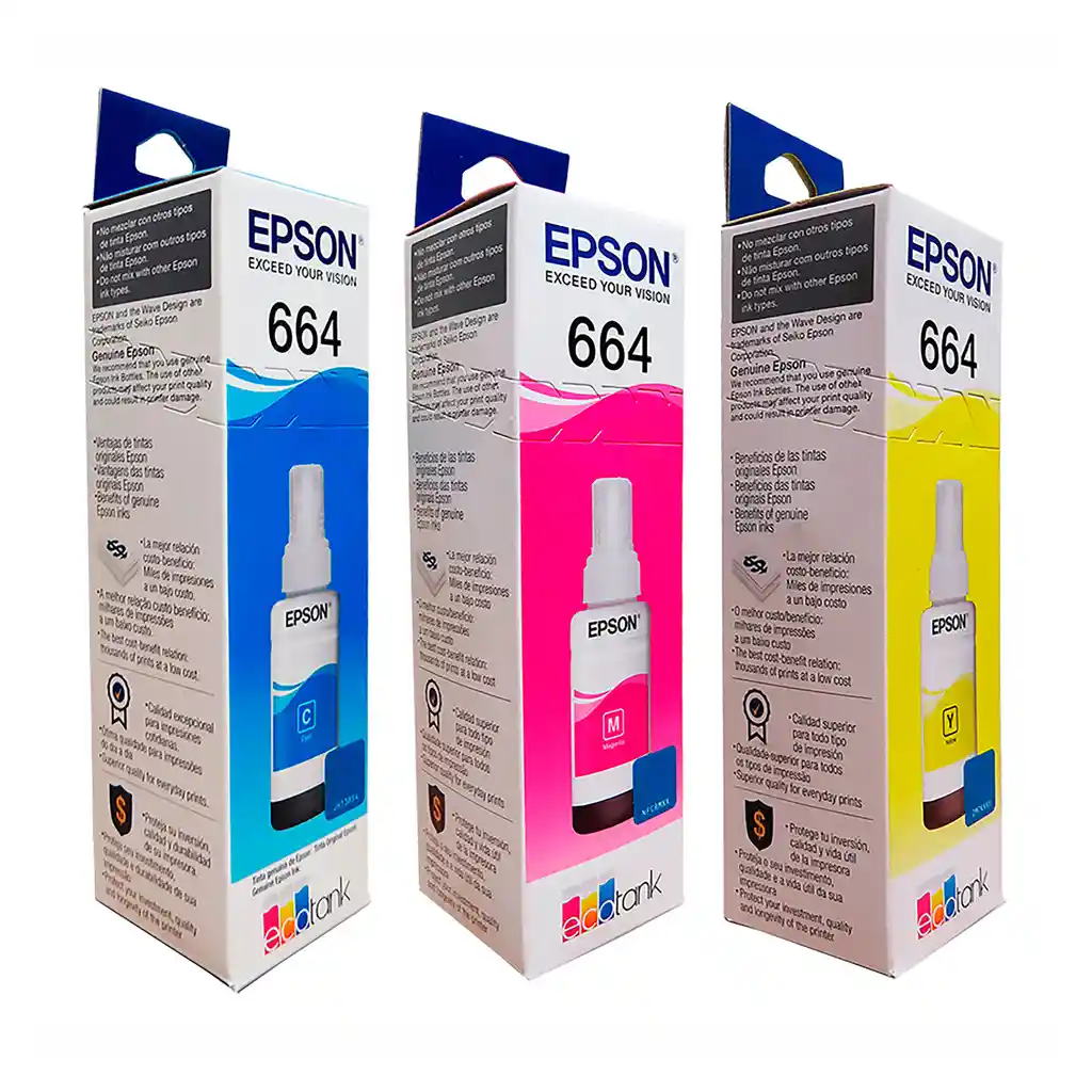 Tinta Epson T664 Para Impresoras Ecotank L110 L200 L300 L380 L395 L455 L495 X3 Unidades