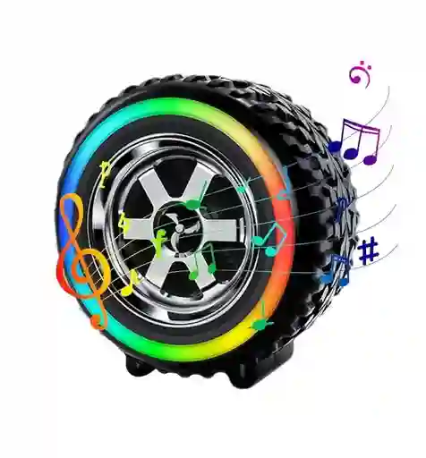 Parlante Bluetooth Forma De Llanta G2389 Con Luces Rgb