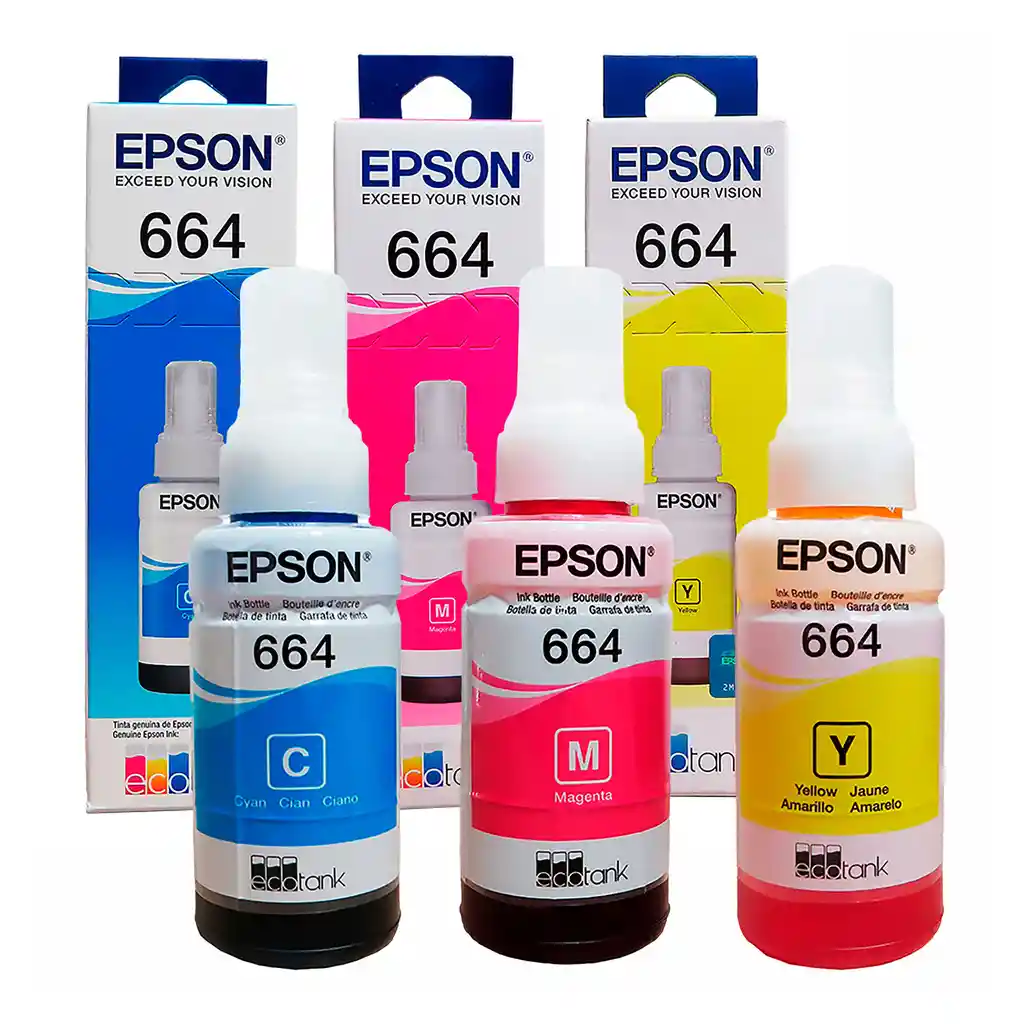 Tinta Epson T664 Para Impresoras Ecotank L110 L200 L300 L380 L395 L455 L495 X3 Unidades
