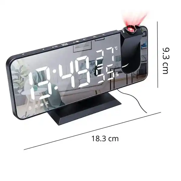 Reloj Despertador Digital Con Proyector De 180° Pantalla Led