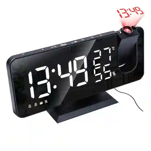 Reloj Despertador Digital Con Proyector De 180° Pantalla Led