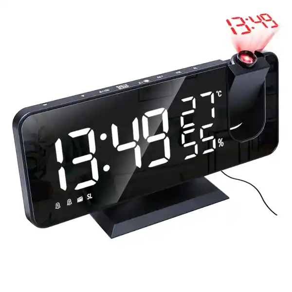 Reloj Despertador Digital Con Proyector De 180° Pantalla Led