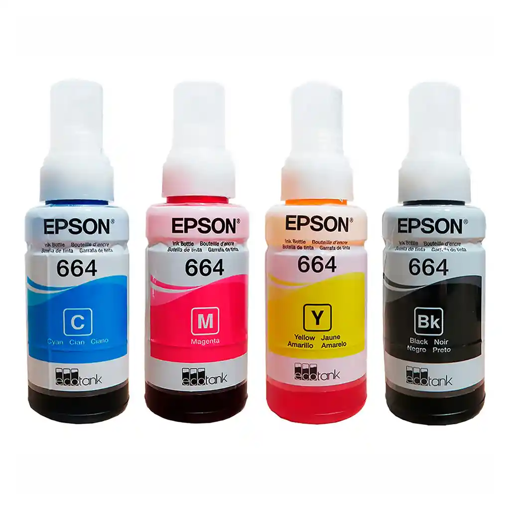 Tinta Epson T664 Negra Para Impresoras Ecotank L110 L200 L300 L380 L395 L455 L495 X4 Unidades