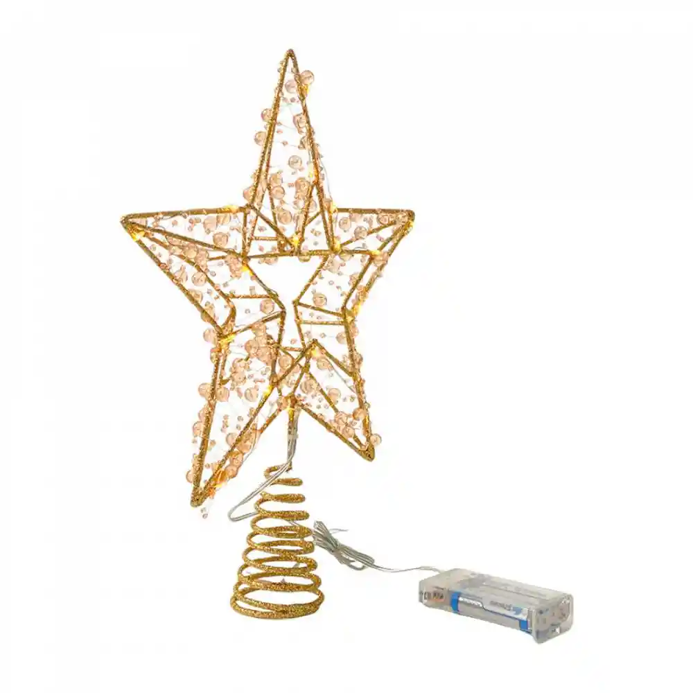 Punta De Arbol Santini Con Luz 27cm Dorado Hierro