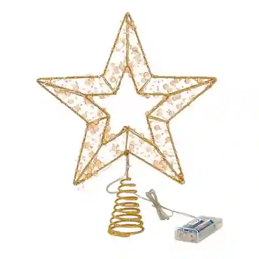Punta De Arbol Santini Con Luz 27cm Dorado Hierro