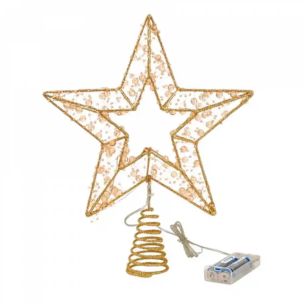 Punta De Arbol Santini Con Luz 27cm Dorado Hierro