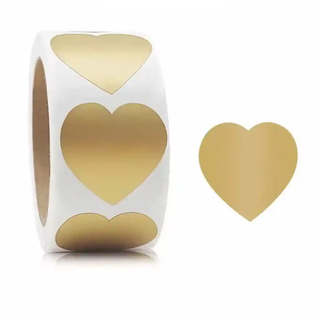 Rotulo Sticker Dorado Autoadhesivo Corazon Raspar 2.5 Cm X 300 Pcs