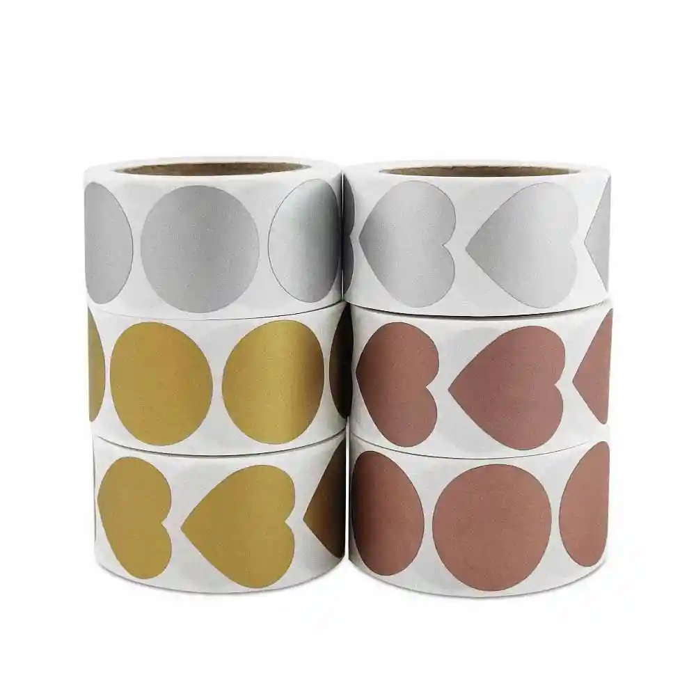 Rotulo Sticker Dorado Autoadhesivo Corazon Raspar 2.5 Cm X 300 Pcs