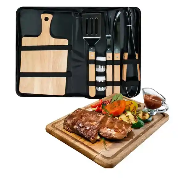 Kit Para Asados Parrillada Bbq 7 Piezas Con Estuche