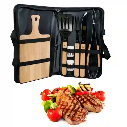Kit Para Asados Parrillada Bbq 7 Piezas Con Estuche