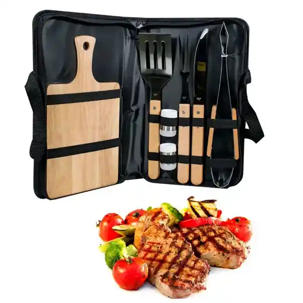 Kit Para Asados Parrillada Bbq 7 Piezas Con Estuche