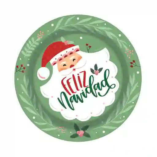 Plato Santa Feliz Navidad 7" X 8 Unidades Sempertex