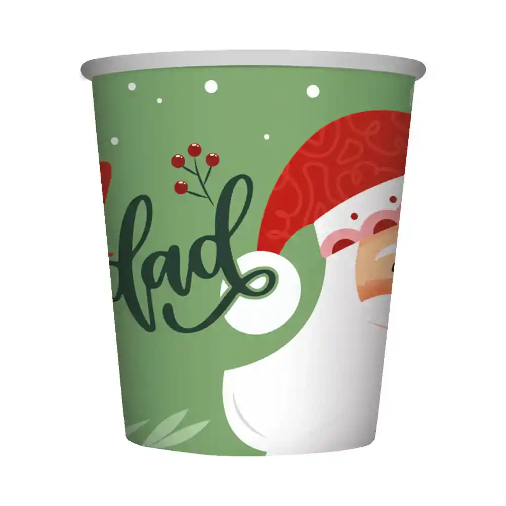 Vaso 9 Oz Santa Feliz Navidad X 8 Unidades Sempertex
