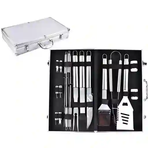Kit Asados Parrillero Bbq 18 Piezas Con Maletin