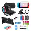 Estuche Funda 32 Accesorios Para Switch Oled Viajero Negro