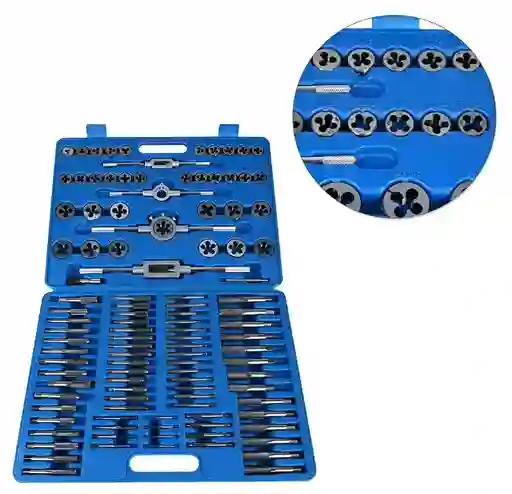 Kit Machuelos Y Tarrajas En Juego De 110 Piezas Azul