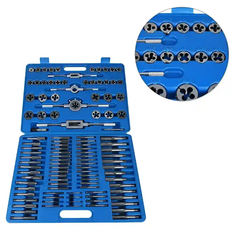 Kit Machuelos Y Tarrajas En Juego De 110 Piezas Azul