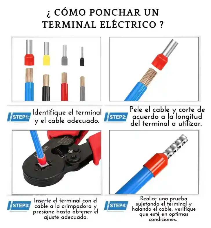 Kit Crimpadora Y Terminales Eléctricos 1200 Pc