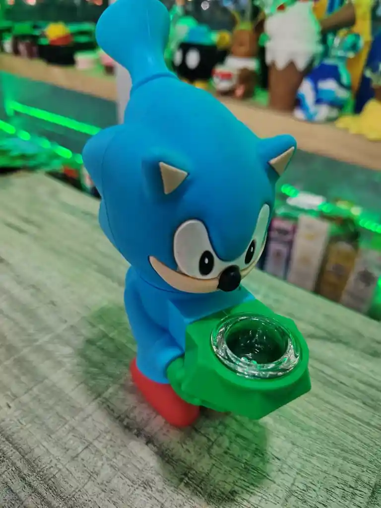 Pipa De Agua Y Bong De Silicón Edición Sonic - ¡velocidad Supersónica Azul!