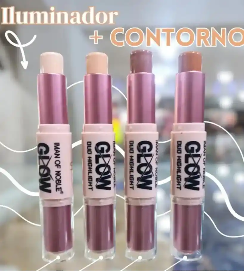 Duo Iluminador Y Contorno En Barra Maquillaje De Rostro Marca Glow