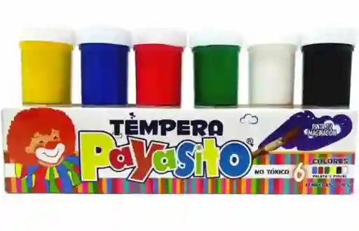 Tempera Payasito Colores Primarios Caja X6 Surtidos