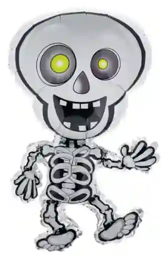 Halloween Globo Metalizado Esqueleto Blanco
