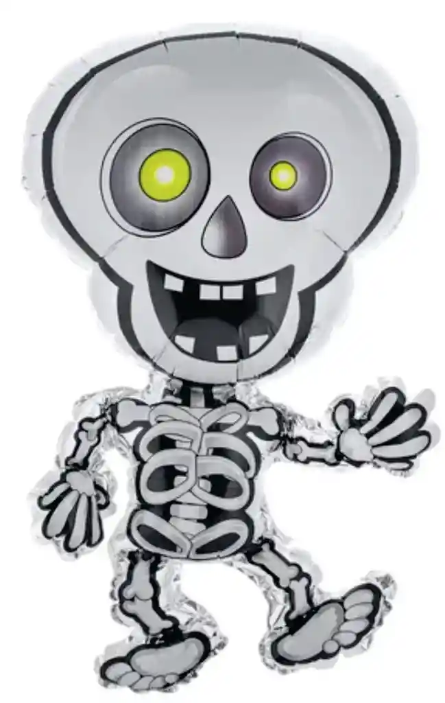 Halloween Globo Metalizado Esqueleto Blanco