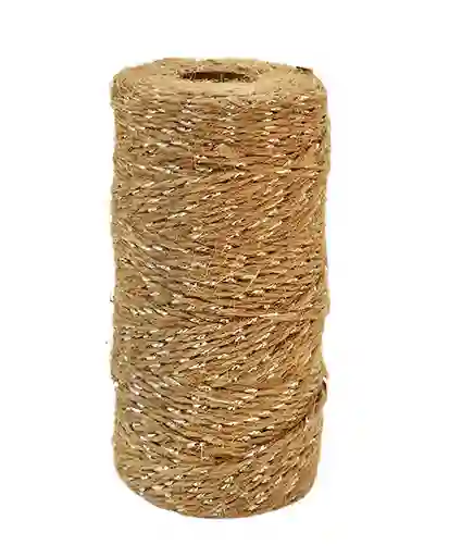 Hilo Decorativo De Yute Natural Con Plateado 2mm X 100metros