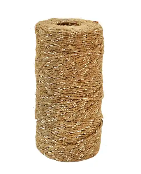 Hilo Decorativo De Yute Natural Con Plateado 2mm X 100metros