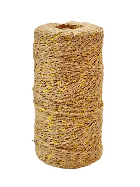 Hilo Decorativo De Yute Natural Con Dorado 2mm X 100metros