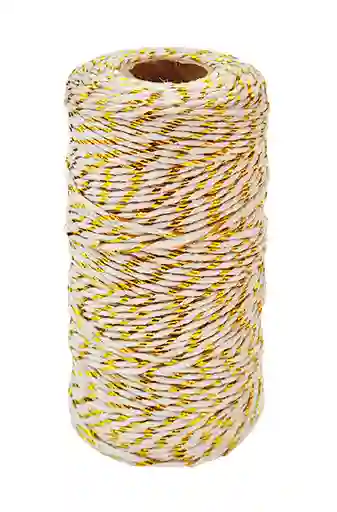 Hilo De Algodon Decorativo Blanco Y Dorado 1.5mm X 100metros