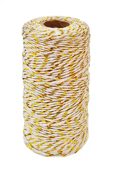 Hilo De Algodon Decorativo Blanco Y Dorado 1.5mm X 100metros