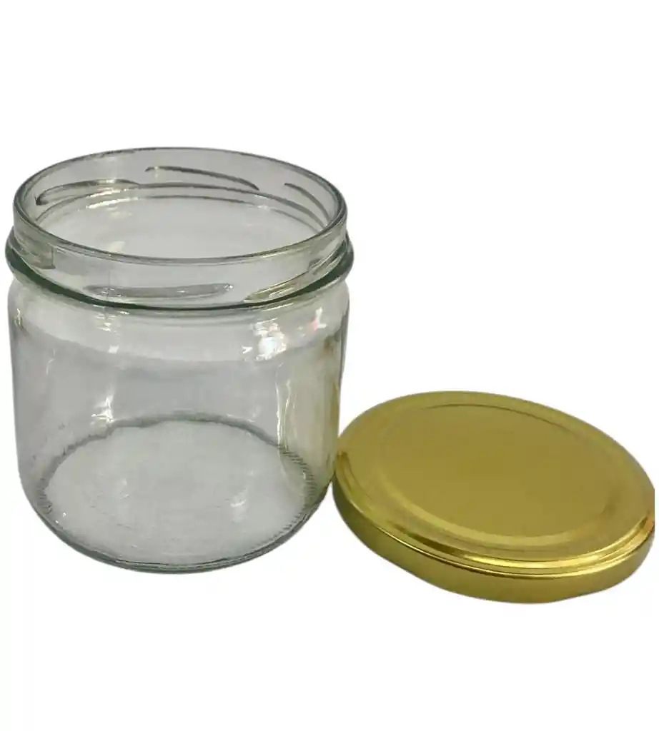 Frasco Vidrio 450 Ml Con Tapa Dorada